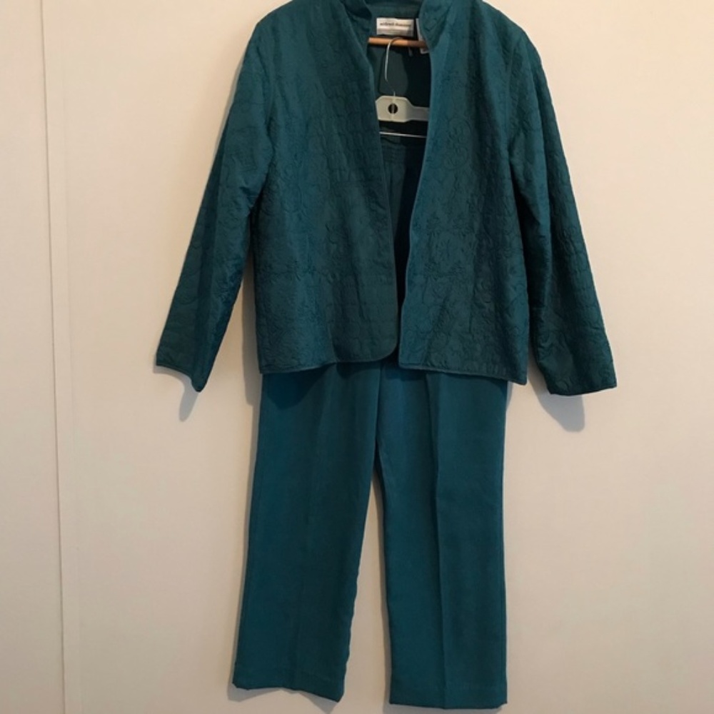 Alfred DunnerTurquoise Pant Jacket Set Size 6 P